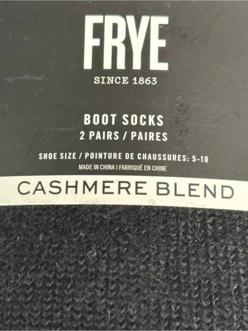 New Frye Socks Women’s 2 Pair Black Cashmere Blend Boot Socks Casual Activewear